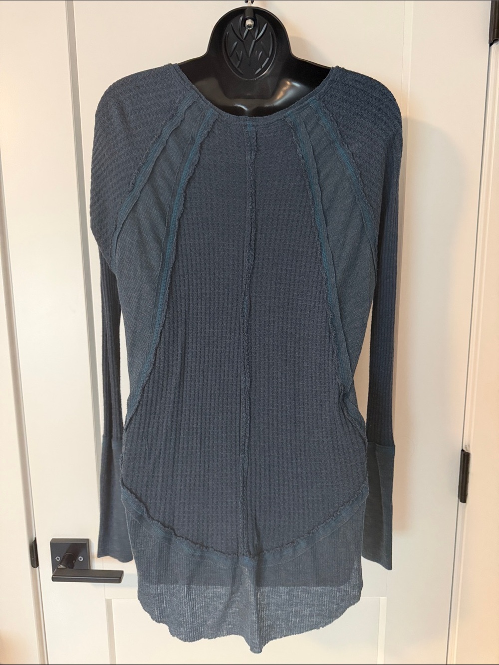 We the Free Women’s Navy Waffle-Knit Long Sleeve Top - Picture 2 of 4